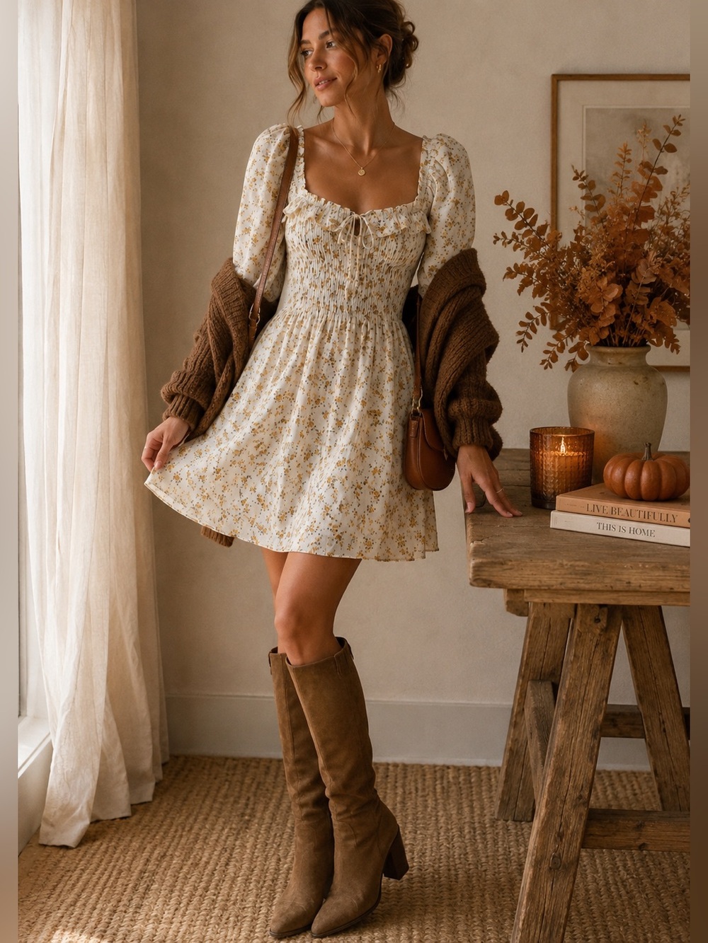 Reformation Floral Mini Dress Size 6 Sorority Recruitment Rush Puff Sleeve Ivory